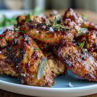 Crispy baked chicken wings glazed with sweet honey and spicy sriracha, finished with a sprinkle of flaky sea salt for irresistible flavor.