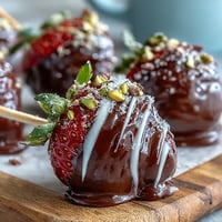 Romantic Valentine chocolate-covered strawberry bouquet with fresh strawberries dipped in rich dark chocolate, arranged as a beautiful edible gift for special occasions.