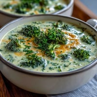 Creamy Broccoli Cheddar Soup Lightened with Greek Yogurt, a comforting bowl of tender broccoli and sharp cheddar in a velvety, nourishing broth.