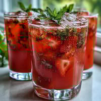 Strawberry Basil Lemonade Mocktail Pitcher: A vibrant, refreshing summer drink with juicy strawberries, zesty lemon, and fragrant basil, perfect for entertaining.